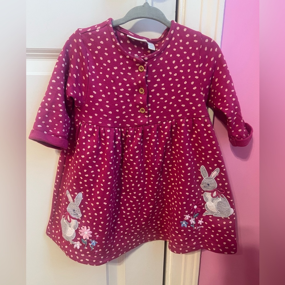 Polka Dot Dress with Bunny Appliqué jojo maman Bebe